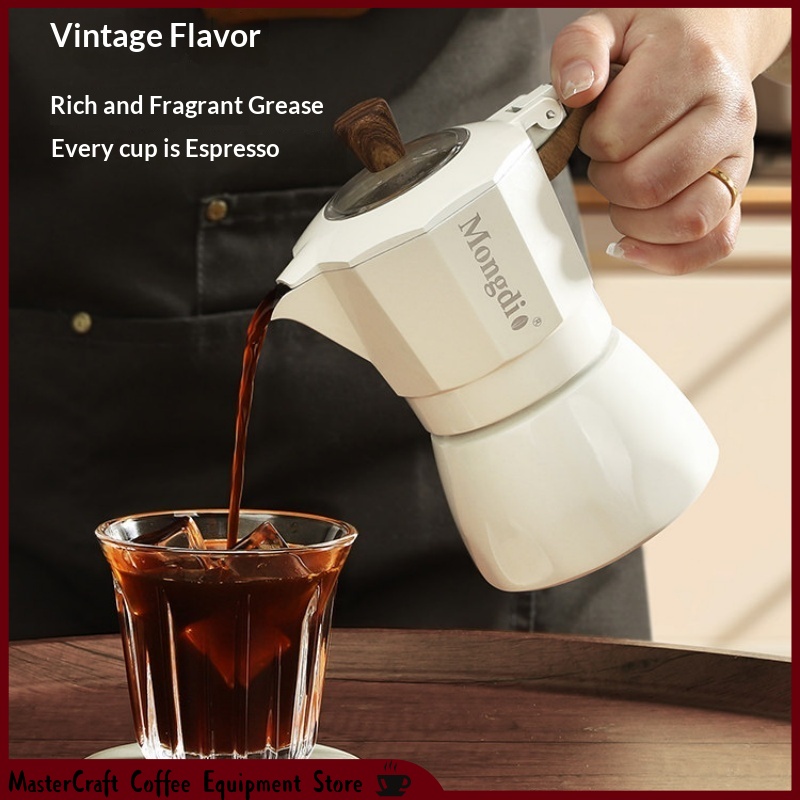 Pour Pot Aluminum - Cafetera Moka Mongdio de Doble Válvula,